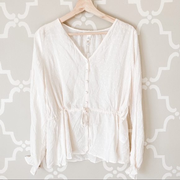 Caslon Tops - NWT Caslon Cinch Waist Cream Blouse